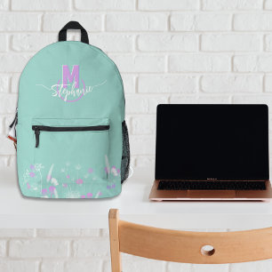 Sweet flowers monogrammed  printed backpack