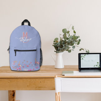 Sweet flowers monogrammed  printed backpack