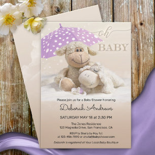 Sweet Fluffy Animals Baby Shower Invitation