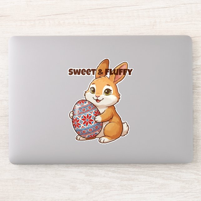 Sweet & Fluffy Bunny Vinyl Sticker (Computer)