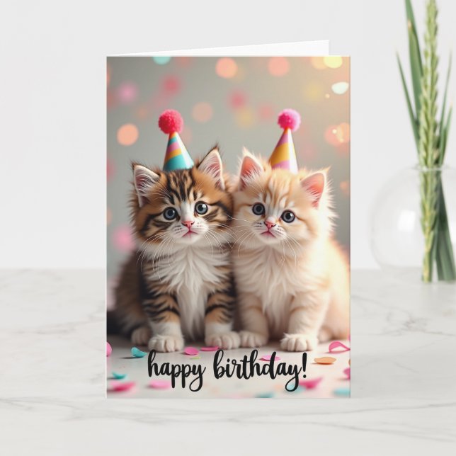 Sweet Fluffy Cat Birthday Card (Front)