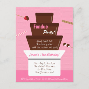 Sweet Fondue Fountain Girls Birthday Party Invitation