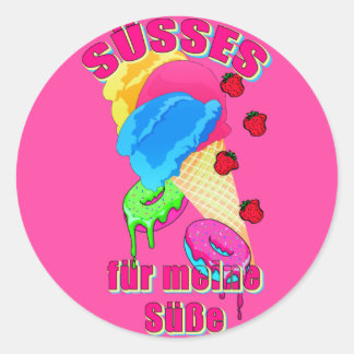 SWEET for my sweet ice cream Donut strawberries Classic Round Sticker
