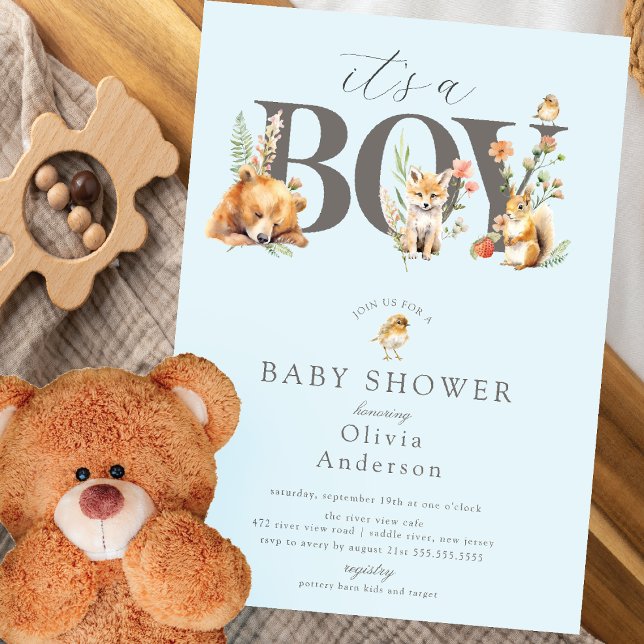 Sweet Forest Friends It's A Boy Invitation (Creator Uploaded)
