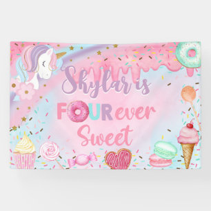 Sweet Four girl birthday banner / backdrop,