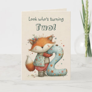 Sweet Fox Second Birthday for Two Year Old Card