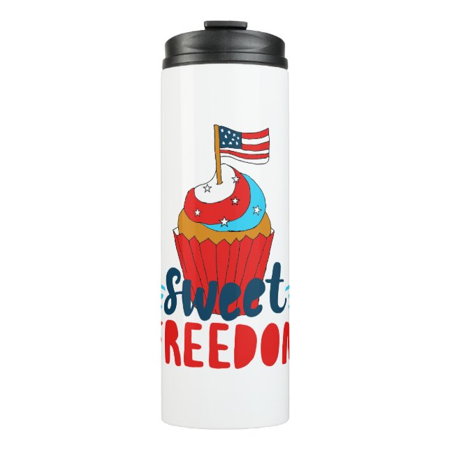 Sweet Freedom Cupcake 4th of July Art 4th of July Thermal Tumbler (Front)