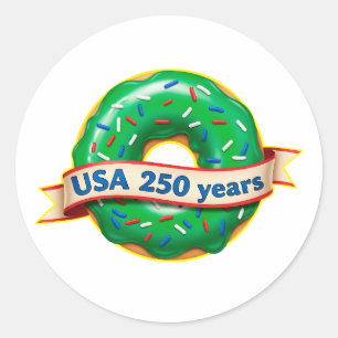 Sweet Freedom Doughnut USA 250 Years Classic Round Sticker