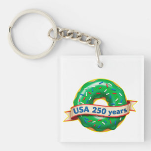 Sweet Freedom Doughnut USA 250 Years Key Ring