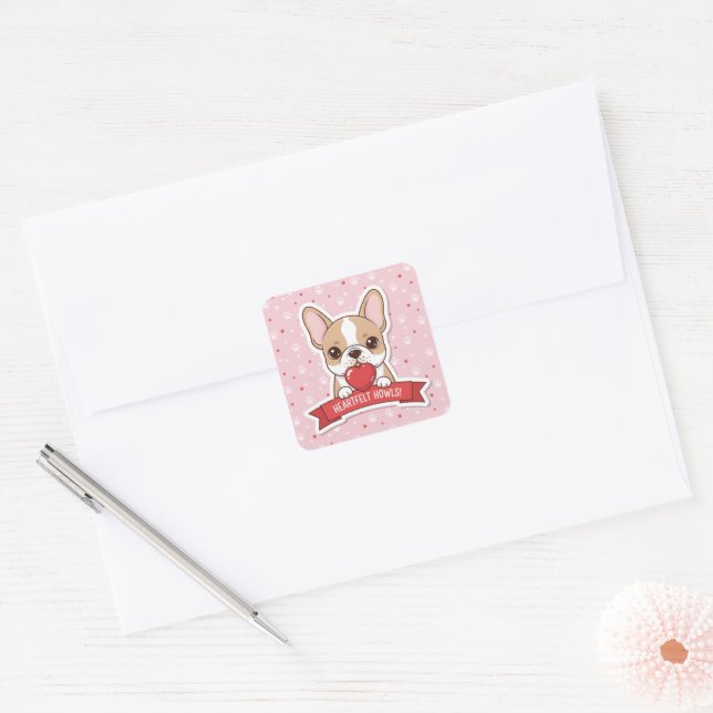 Sweet Frenchie Heart Ornament Sticker (Envelope)