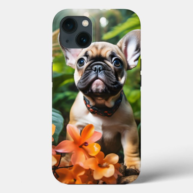 😍Sweet Frenchie puppy in a jungle Case-Mate iPhone Case (Back)