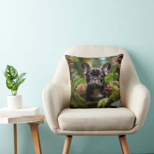 🐶💛Sweet Frenchie puppy in a jungle Cushion