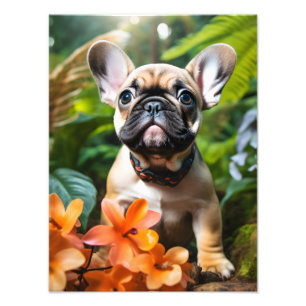 😍Sweet Frenchie puppy in a jungle Photo Print