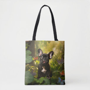 🐶💗Sweet Frenchie puppy in a jungle Tote Bag