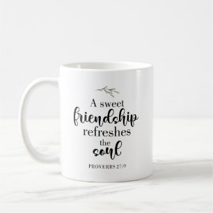 Sweet Friendship Bible Verse Hand Lettering Quote Coffee Mug