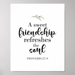 Sweet Friendship Bible Verse Hand Lettering Quote Poster
