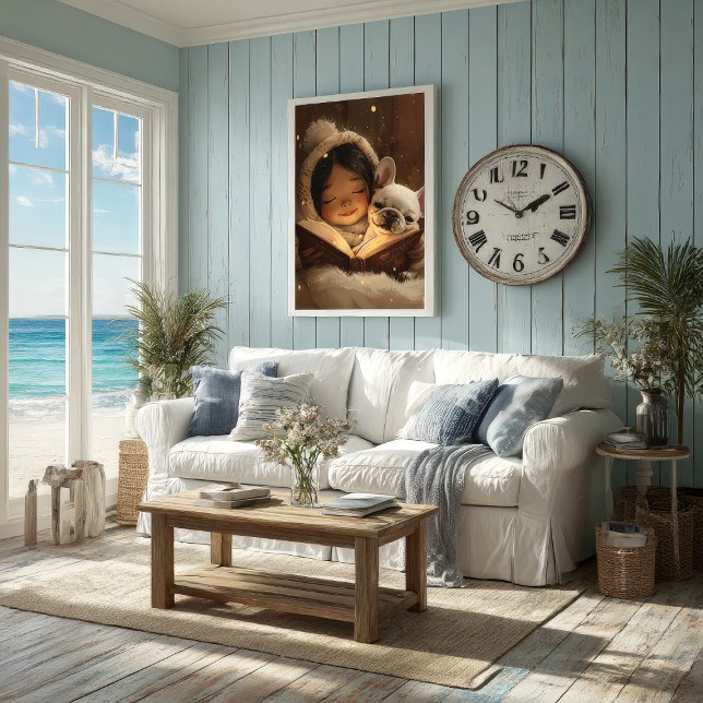 Sweet Friendship: Girl Cuddling Her French Bulldog Poster (Creator Uploaded)