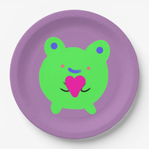 Sweet Frog with Heart Paper Plate