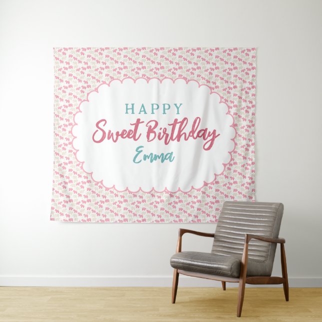Sweet Frosted Animal Cookie Birthday Backdrop Tapestry (In Situ (Horizontal))
