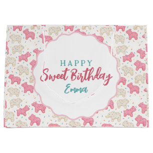 Sweet Frosted Animal Cookies Birthday Custom Large Gift Bag