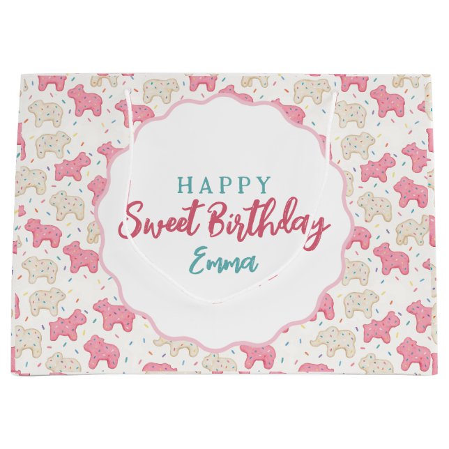 Sweet Frosted Animal Cookies Birthday Custom Large Gift Bag (Front)