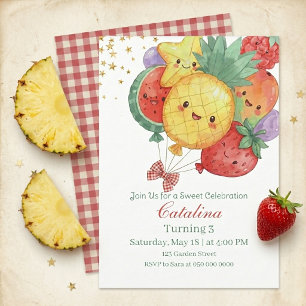 Sweet Fruit Birthday   Tropical Kids Party Invitation