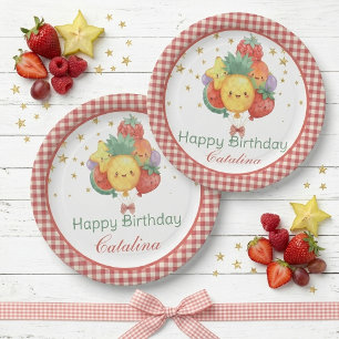 Sweet Fruit Birthday   Tropical Kids Party Paper Plate