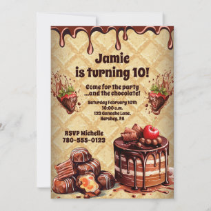 Sweet Fruit Kid's Chocolate Cake Birthday Party   Invitation