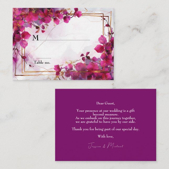💍Sweet Fuchsia Enchantment Watercolor  Place Card (Front/Back)