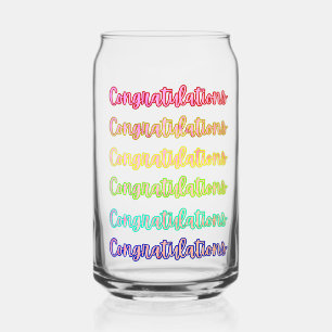Sweet Fun Colourful Congratulations Text Can Glass