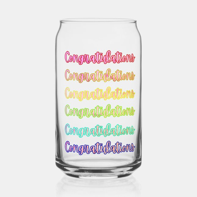 Sweet Fun Colourful Congratulations Text  Can Glass (Front)