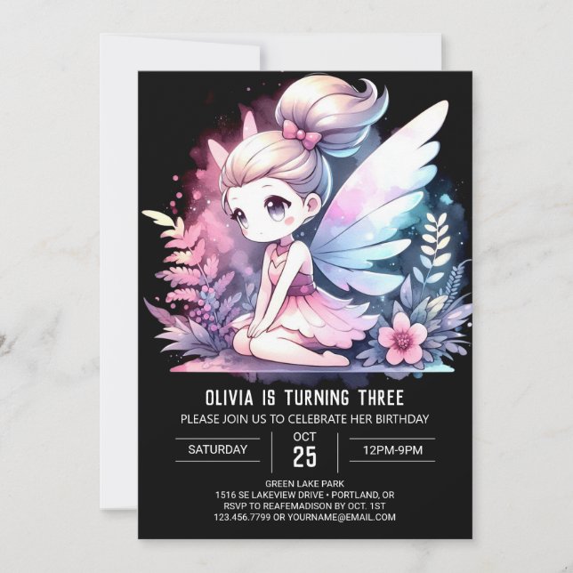Sweet Fun Fairy Birthday Invitation (Front)