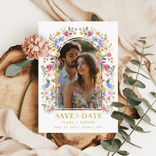 Sweet Garden Floral Arch Photo Save the Date Invitation (Creator Uploaded)