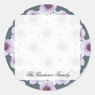 Sweet Garden Pale Blue Geranium Flower onany Colou Classic Round Sticker