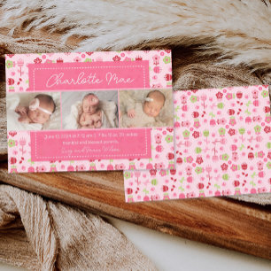 Sweet Garden Pink Baby Girl Announcement