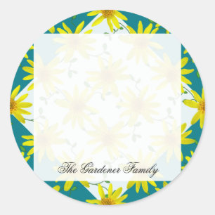 Sweet Garden Yellow Arnica Wildflower on any Colou Classic Round Sticker