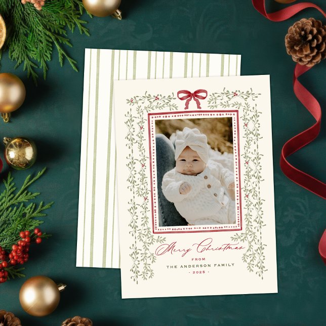 Sweet Garland Hand Painted Christmas Photo Card (Creator Uploaded)