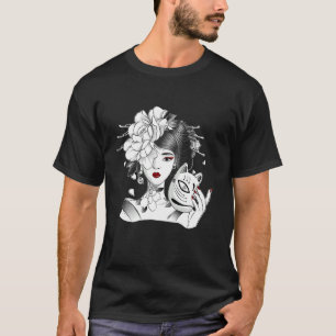 Sweet Geisha Girl Japan In Kimono Dress With Mask  T-Shirt