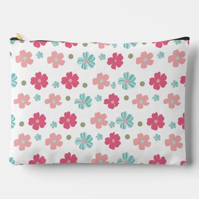 Sweet Geometric Spring Flowers Accessory Pouch (Front)