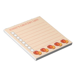 Sweet Georgia Peach Peaches Fruit Grocery List Notepad