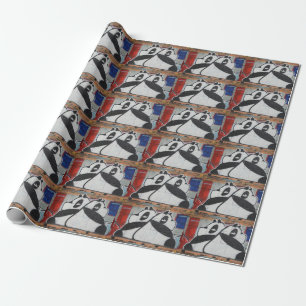 Sweet Giant Pandas Graffiti Wrapping Paper