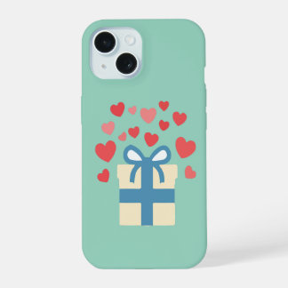 Sweet Gift Box with Floating Love Hearts iPhone 15 Case