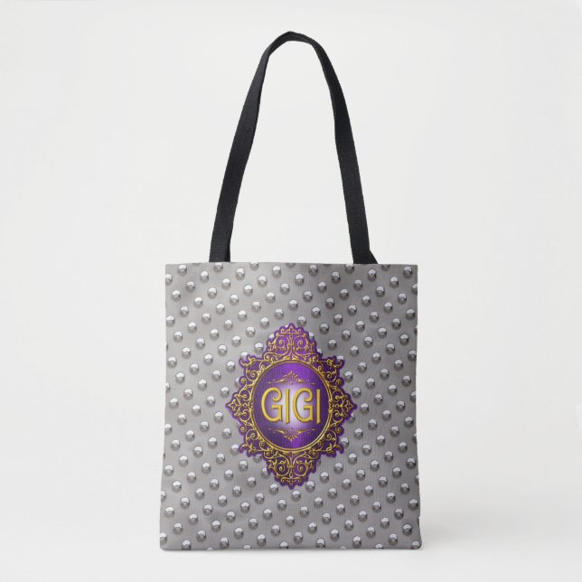 Sweet GIGI Royal Purple & Gold Tote Bag (Front)