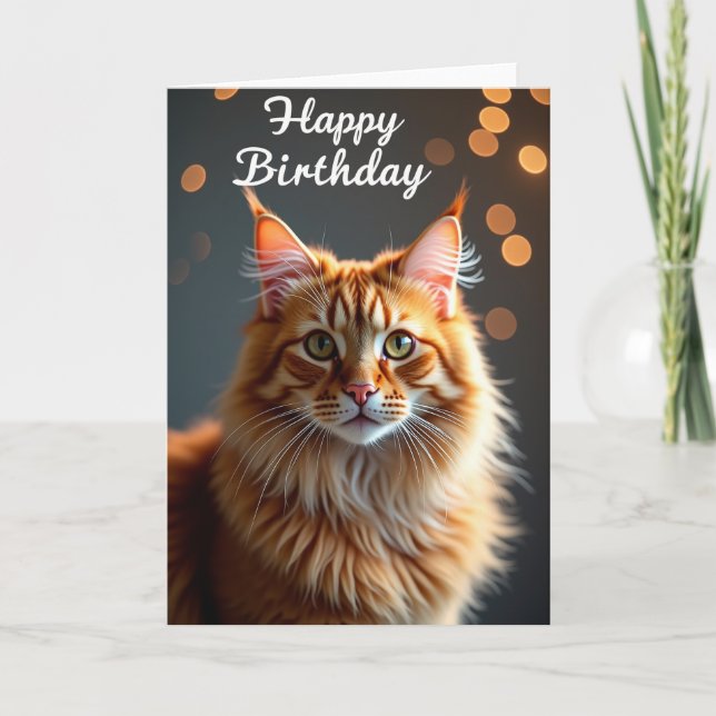 Sweet Ginger Cat Birthday Card (Front)