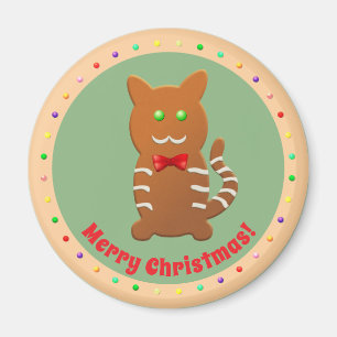 Sweet Gingerbread Cat Cartoon Magnet