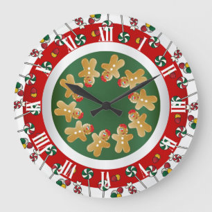 Sweet Gingerbread Christmas Large Clock