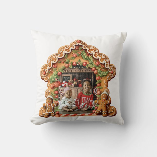 Sweet Gingerbread House Photo Cushion (Front)