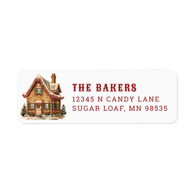 Sweet Gingerbread House Return Address Label (Front)