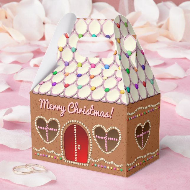 Sweet Gingerbread House With Heart Shaped Windows Favour Box (Wedding)