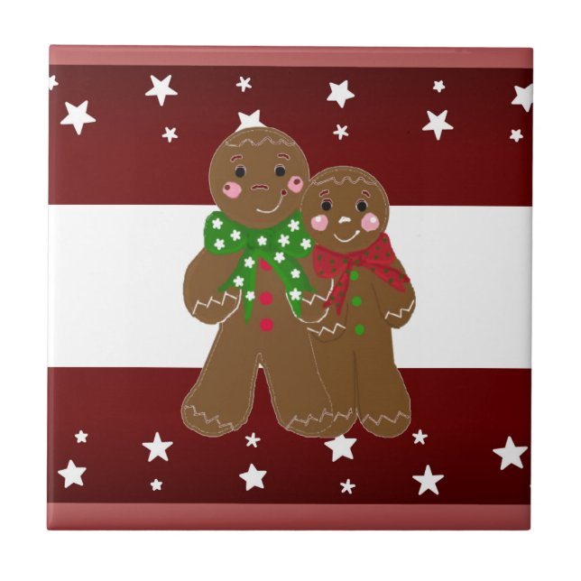 Sweet Gingerbread Men Ceramic Tile (Front)